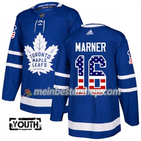 Toronto Maple Leafs Mitchell Marner 16 Adidas 2017-2018 Blau USA Flag Fashion Trikot Authentic - Kinder
